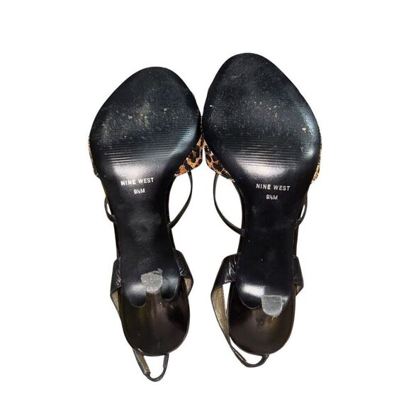 Nine West Leopard Print Strappy Open Toe Pumps women's Size 9.5 Good Condition - Picture 11 of 11